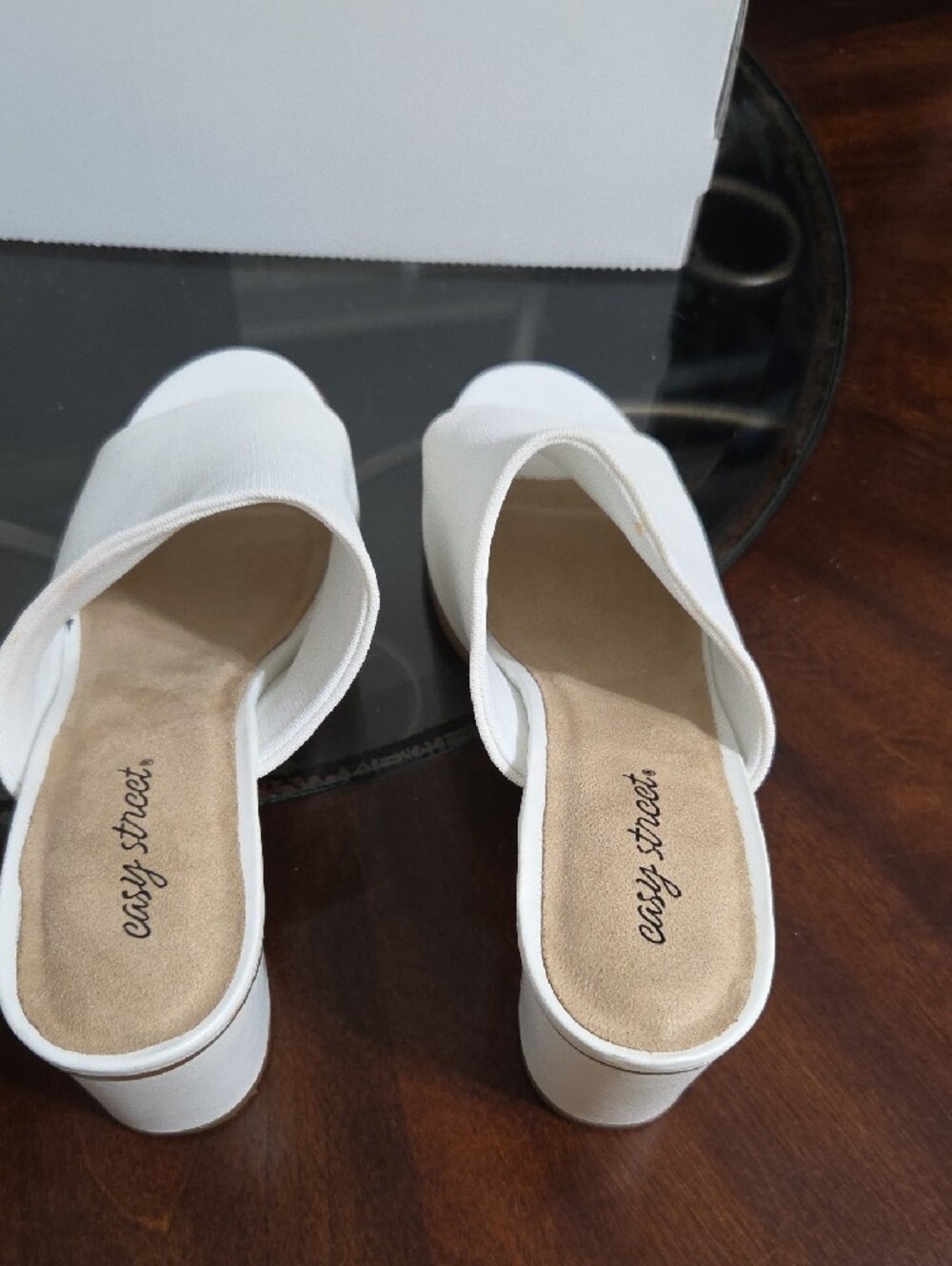 easy street White Open-Toe Block Heel Mules - Picture 6 of 8